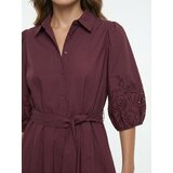 Sinsay Pamučna midi haljina s ażurowim uzorkom i remenom | shoptok.hr