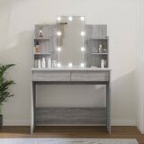 vidaXL Toaletna mizica z LED lučkami siva sonoma 96x40x142 cm Cene