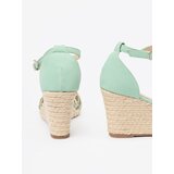 Shelvt Green wedge sandals with cubic zirconia | Shoptok.si