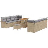  11-dijelni set sofe za vrt s jastučićima bež poliratan akacija 2-sjedalna sofa za vrt s skladištem i jastučićima bež poliratan | shoptok.hr