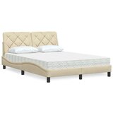  Krevet s madracem krem 140x200 cm od tkanine Cijene
