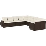vidaXL 10-dijelni set vrtnih sofa od poliratana s jastucima smeđi | shoptok.hr