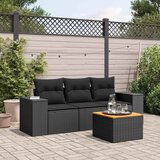  4-dijelni set vrtnih sofa od poliratana s jastucima crni | shoptok.hr