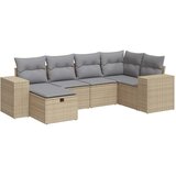 vidaXL Vrtna sedežna garnitura 6-delna z blazinami bež poli ratan, (21783709) | Shoptok.si