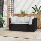 Maison Chic Vrtni kotni kavč - Zunanji kavči z blazinami 2 kosa črn poli ratan, (22041016) | Shoptok.si