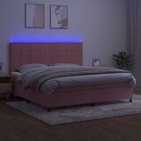  Box spring postelja z vzmetnico LED roza 200x200 cm žamet | Shoptok.si