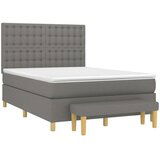  Box spring postelja z vzmetnico temno siva 140x200 cm blago, (20725494) | Shoptok.si