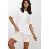Trend Alacati Stili Ženska majica kratkih rukava ALC-X11587, Okrugli izrez, Bela Cene