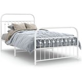 vidaXL Kovinski posteljni okvir z vzglavjem in vznožjem bel 100x200 cm | Shoptok.si