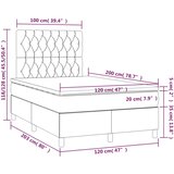  Krevet s oprugama i madracem tamnosivi 120 x 200 cm od tkanine | shoptok.hr