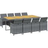 vidaXL 9-dijelni vrtni blagovaonski set s jastucima sivi od poliratana | shoptok.hr