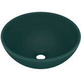 vidaXL Razkošen umivalnik okrogel mat temno zelen 32,5x14 cm keramičen | Shoptok.si