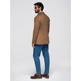 Ombre Men's knitted jacket with a fitted cut - light brown | Shoptok.si