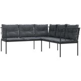 vidaXL Vrtna sofa s jastucima L-oblika crna od čelika i tekstilena | shoptok.hr