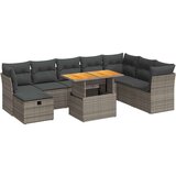 vidaXL 9-dijelni set vrtnih sofa poliratan i bagrem s jastucima sivi | shoptok.hr