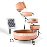 Blumfeldt Empoli, kaskadni vodnjak, terakota, 5 nivojev, 200l/h, solarna, 2 W, LED, (20500256) | Shoptok.si