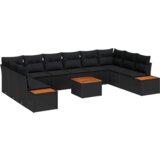 vidaXL 11-dijelni vrtni kauč set s jastučićima crni poli ratan akacija | shoptok.hr