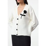 Trendyol Bone Soft Texture Rose Detailed Knitwear Cardigan | Shoptok.si