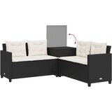 vidaXL Vrtna sofa L-oblika sa stolom i jastucima crna od poliratana | shoptok.hr
