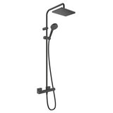 Hansgrohe Vernis Shape 230 Matt Black tuš sistem usponski sa termostatskom baterijom, ručnim tuš setom i četvrtastim nadglavnim tušem 26286670 | ePonuda.com