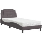  Postelja z vzmetnico siva 90x200 cm umetno usnje | Shoptok.si