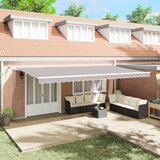 vidaXL avtomatska retraktibilna tenda z LED svetlo siva 600x350 cm, zamenjava blaga za okvir 6x3.5 m svetlo siva | Shoptok.si