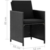  5-dijelni vrtni blagovaonski set od poliratana s jastucima crni Crna | Shoptok.si