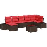 vidaXL Vrtna sedežna garnitura 8 pcs Rjava in rdeča 319 x 154 x 85 cm, (5000020725) | Shoptok.si