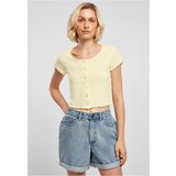 UC Ladies Women's T-shirt with buttons and ribs in soft yellow color Cene