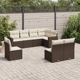 vidaXL 8-dijelni set vrtnih sofa s jastucima smeđi od poliratana Cijene