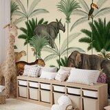  Foto tapeta - Jungle Land With Animals in the Style of Old Engravings 200x140 Vodootporna | shoptok.hr