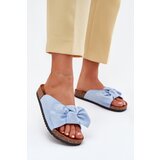 Boto Women's Cork Sole Slippers With Bow Blue Seressa | shoptok.hr