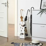Songmics Kovinsko stojalo za dežnike s kljukicami in posodo za kapljice LUC49B, bel | Shoptok.si
