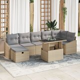 vidaXL 8-delna vrtna sedežna garnitura z blazinami Bež Poli Ratan, (22091583) | Shoptok.si