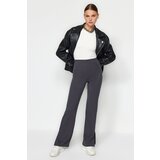 Trendyol Anthracite Slits in the Sides Flare/Flare-Flare High Waist Knitted Trousers | Shoptok.si