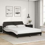 Maison Chic Posteljni okvir - Dvoposteljna postelja - Zakonska postelja z vzglavjem črn in bel 160x200 cm umetno usnje-J5900, (21762890) | Shoptok.si