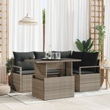 vidaXL 5-delni sivi vrtni kavčni set z blazinami Poli Ratan | Shoptok.si
