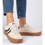 Gemre Beige women's sneakers with navy blue detail Melly | Shoptok.si