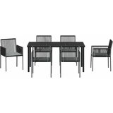  Vrtni set za objed 7 pcs Crna PE ratan | shoptok.hr
