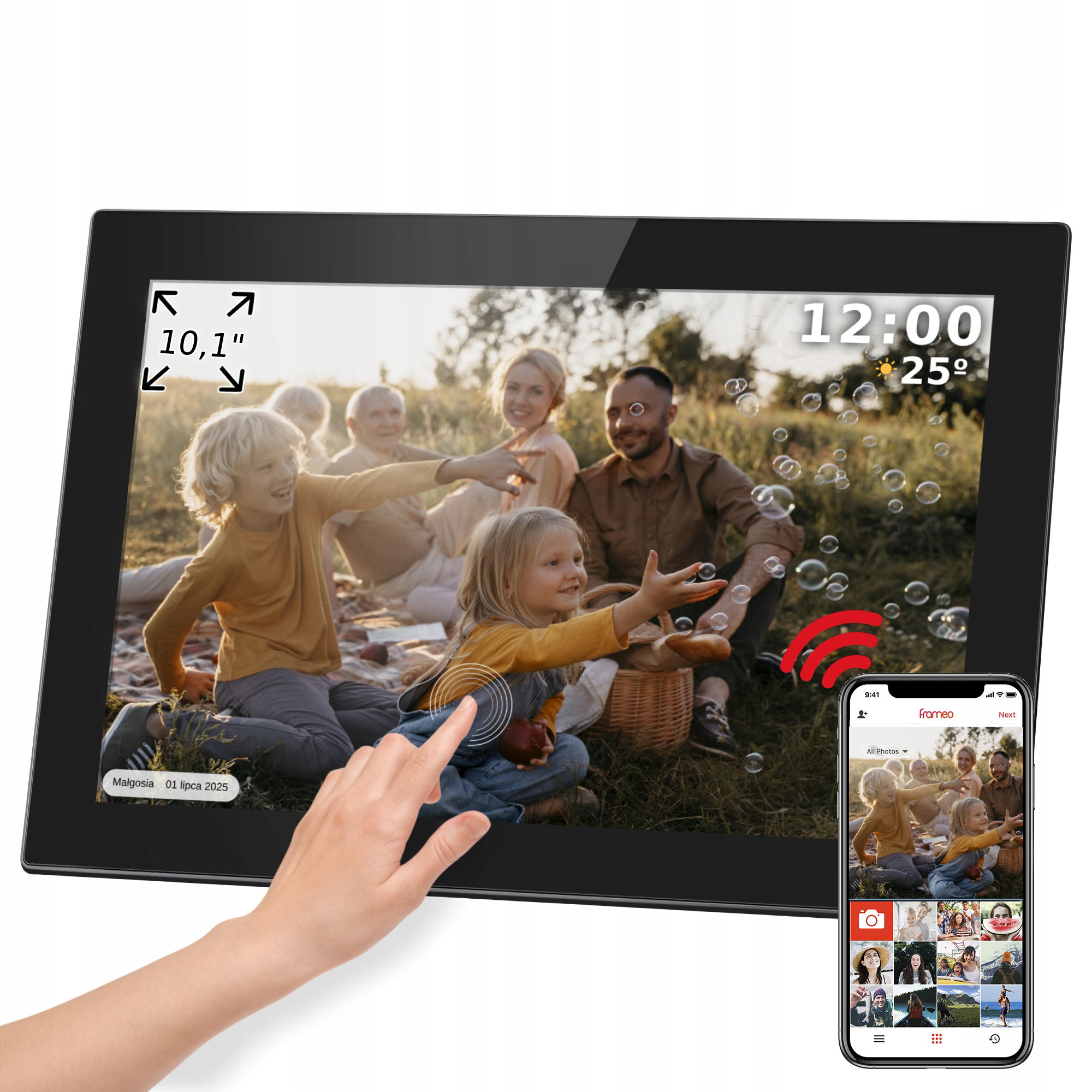 Touch Dodirni digitalni okvir za fotografije frameo wi-fi zvučnik 10,1" crni + app Cijene