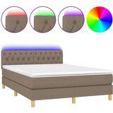  Box spring s madracem LED smeđesivi 140x190 cm tkanina | shoptok.hr