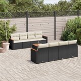  9-dijelni set vrtnih sofa s jastucima crni od poliratana Crna 61 x 62 x 69 cm | shoptok.hr