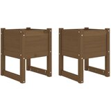 Maison Chic Visoka greda - Greda - Cvetlični Lonec 2 kosa medeno rjava 40x40x52,5 cm trdna borovina, (21789753) | Shoptok.si