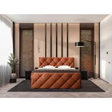 CARRYHOME POSTELJA Z VZMETNICO 140 cm x 200 cm , tekstil opečnato rjava | Shoptok.si