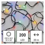 LED božična cherry veriga – kroglice, 20 m, zunanja in notranja, večbarvna, programi D5AM06
