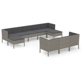 Maison Chic Seti vrtnega pohištva - Vrtna garnitura - Vrtni pohištvo set 10-delna z blazinami poli ratan siva, (21812556) | Shoptok.si