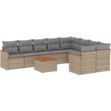 10-dijelni set vrtnih sofa s jastucima bež od poliratana | shoptok.hr