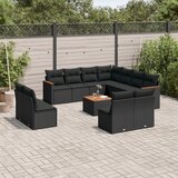 Maison Chic Seti vrtnega pohištva - Vrtna garnitura - Vrtni pohištvo set 12-delna z blazinami črn poli ratan, (21810240) | Shoptok.si