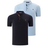 Dewberry DUO SET T8560 MEN'S T-SHIRT-LIGHT BLUE-BLACK Cene