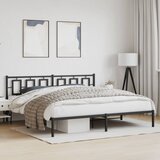 Maison Chic Kovinski Posteljni okvir - Dvoposteljna postelja - Zakonska postelja z vzglavjem črn 193x203 cm, (21693503) | Shoptok.si